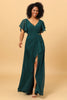 Load image into Gallery viewer, Uthulet Chiffon Green brudepike kjole med ruffles ermer