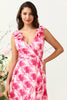 Load image into Gallery viewer, A Line V Neck Pink Flower Trykt Long brudepike kjole med Ruffles
