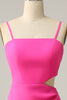 Load image into Gallery viewer, Spaghetti stropper Cut Out Hot Pink brudepike kjole med volanger