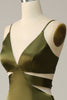 Load image into Gallery viewer, Spaghetti stropper Cut Out Olive Long brudepike kjole med Slit