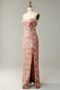 Load image into Gallery viewer, Slire Spaghetti stropper Blush Long brudepike kjole med delt front