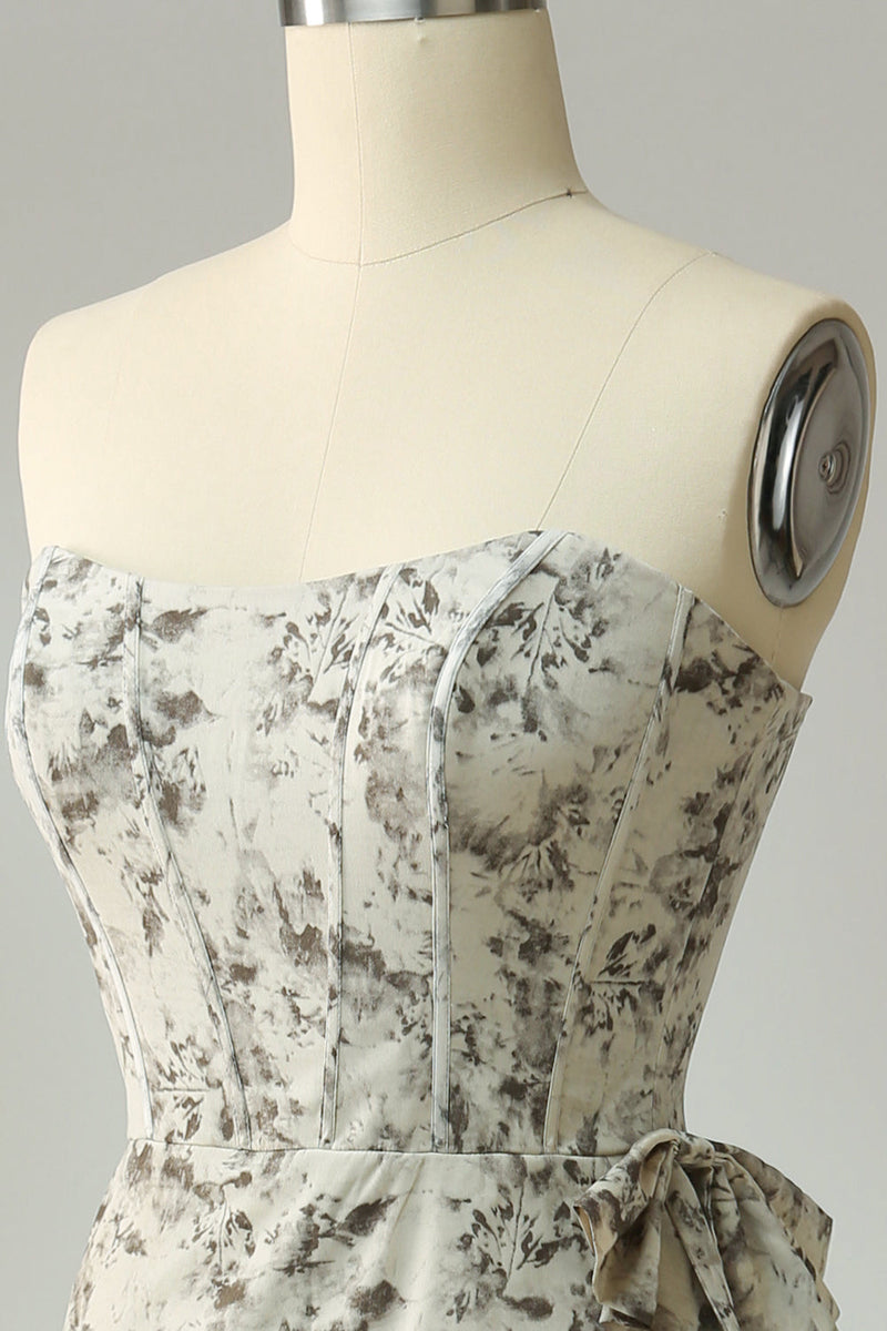 Load image into Gallery viewer, Slire Sweetheart Grey Trykt brudepike kjole med belte