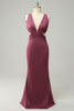 Load image into Gallery viewer, Slire Deep V Neck Desert Rose Long Plus Size formell kjole med delt front