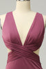 Load image into Gallery viewer, Slire Deep V Neck Desert Rose Long Plus Size formell kjole med delt front