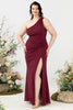 Load image into Gallery viewer, Havfrue One Shoulder Desert Rose Plus Size Bryllup Guest kjole med Slit