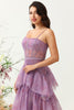 Load image into Gallery viewer, Lilla tyll spaghetti stropper korsett brudepike kjole