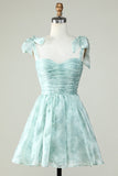 Blå A Line Spaghetti stropper Homecoming Dress