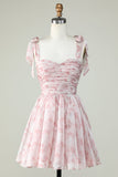 Blå A Line Spaghetti stropper Homecoming Dress