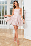 Stilig A Line Sage Trykt Kort Homecoming Dress