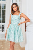 Stilig A Line Sage Trykt Kort Homecoming Dress