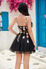 Load image into Gallery viewer, Stilig A Line Spaghetti stropper Svart Kort Homecoming kjole med Appliques