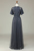 Load image into Gallery viewer, A-Line Tylle Beaded Long Grey brudepike kjole med Appliques