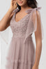 Load image into Gallery viewer, Keeper of My Heart A-Line V Neck Dusty Pink Long Bridesmaid Dress med perler