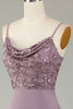 Load image into Gallery viewer, Spaghetti stropper Beaded Støvete rosa brudepike kjole