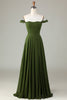 Load image into Gallery viewer, A-Line Off The Shoulder Olive brudepike kjole med Slit