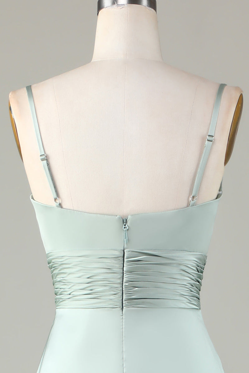 Load image into Gallery viewer, Nøkkelhull Spaghetti stropper Matcha brudepike kjole med spalte