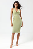 Halter Dusty Sage brudepike kjole med Slit
