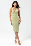 Halter Dusty Sage brudepike kjole med Slit