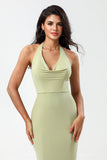 Halter Dusty Sage brudepike kjole med Slit