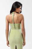 Halter Dusty Sage brudepike kjole med Slit