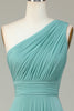 Load image into Gallery viewer, A-linje en skulder sjøglass lang brudepike kjole