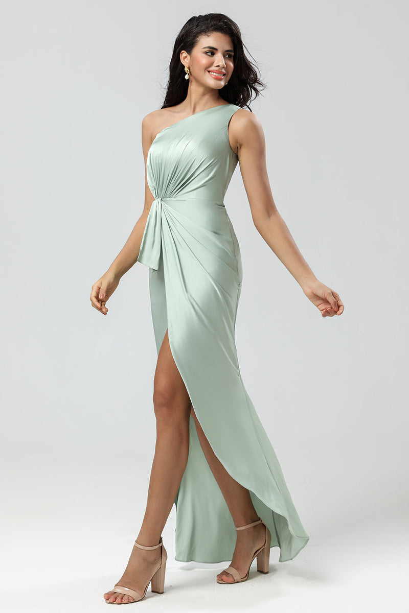 Load image into Gallery viewer, Chic Romantisk One Shoulder Matcha brudepike kjole med Ruffles