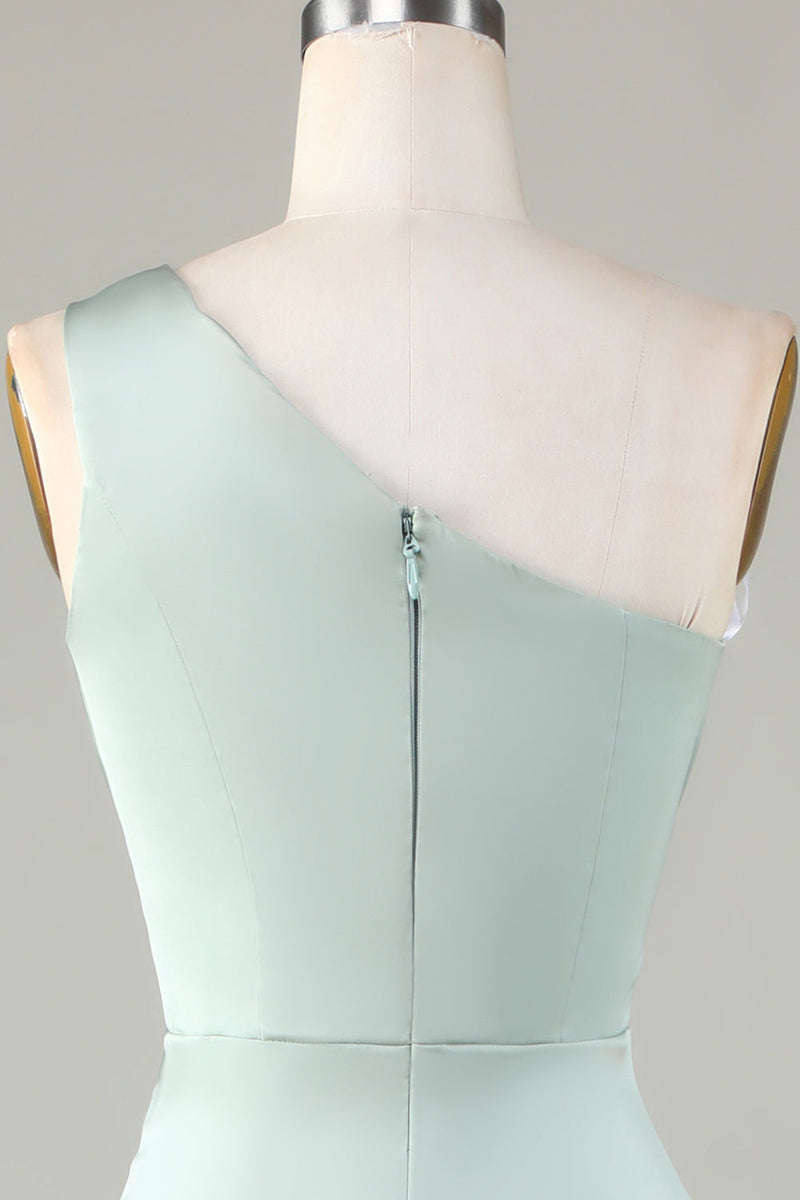 Load image into Gallery viewer, En skulder Matcha brudepike kjole med volanger