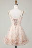 Load image into Gallery viewer, Champagne A-Line Korsett Floral Kort Homecoming Dress
