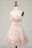 Load image into Gallery viewer, Champagne A-Line Korsett Floral Kort Homecoming Dress