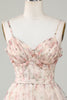 Load image into Gallery viewer, Champagne A-Line Korsett Floral Kort Homecoming Dress