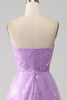 Load image into Gallery viewer, Lilac En linje stroppeløs glitrende paljett lang ballkjole