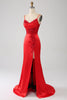 Load image into Gallery viewer, Satin Mermaid Beaded Red Prom kjole med Slit