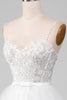 Load image into Gallery viewer, Hvit A-linje glitrende paljett ruffle skjørt korsett prom kjole med spalt