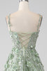 Load image into Gallery viewer, Sage A-Line avtakbare ermer Langt korsett Prom kjole med blomster