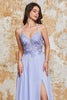 Load image into Gallery viewer, Nydelig A Line Spaghetti stropper Lavendel Long Prom Kjole med Criss Cross Back