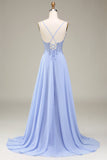 A-Line Lavendel Long Prom Kjole med Appliques