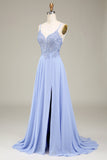 A-Line Lavendel Long Prom Kjole med Appliques