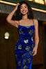 Load image into Gallery viewer, Royal Blue Mermaid Spaghetti stropper paljetter Long Prom kjole med tilbehør