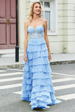 Nydelig A Line Sweetheart Korsett Lilac Prom kjole med Appliques Ruffles