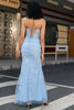 Load image into Gallery viewer, Stilig havfrue kjæreste lyseblå korsett Prom kjole med applikasjoner