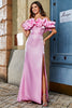 Load image into Gallery viewer, Stilig havfrue av skulderen rosa lang ballkjole med silt