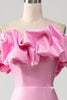 Load image into Gallery viewer, Havfrue stroppeløs rosa ballkjole med volanger