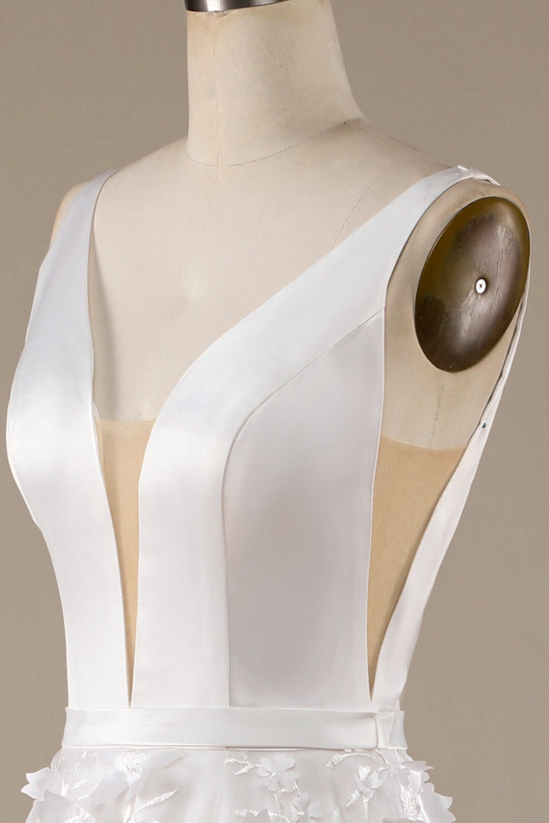 Load image into Gallery viewer, Ivory A-Line V-Neck brudekjole med 3D Blomster