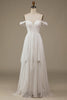 Load image into Gallery viewer, Ivory Boho Chiffon Asymmetrisk brudekjole med blonder