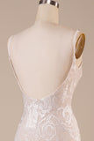 Backless Lace Ivory brudekjole med Sweep Train