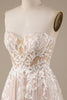 Load image into Gallery viewer, Champagne Tulle avtakbar av skulderen brudekjole med blonder