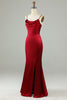 Load image into Gallery viewer, Spaghetti stropper Burgunder Long brudepike kjole med Slit