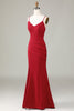 Load image into Gallery viewer, Spaghetti stropper ermeløs burgunder brudepike kjole med spalt