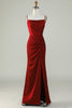 Load image into Gallery viewer, Spaghetti stropper Burgunder Long brudepike kjole med delt front