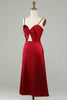 Load image into Gallery viewer, Hul ut burgunder spaghetti stropper brudepike kjole
